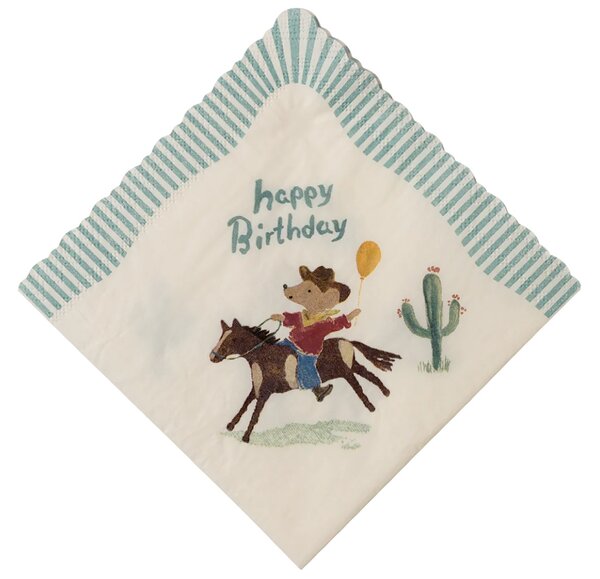 Maileg Papírové ubrousky Happy Birthday - Cowboy MIL541