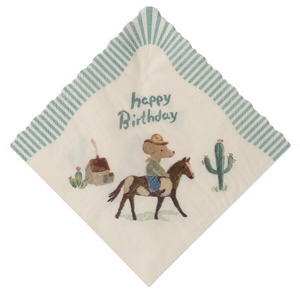 Maileg Papírové ubrousky Happy Birthday - Cowboy MIL541