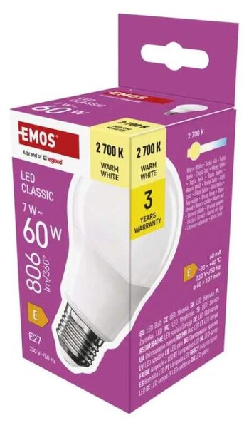 LED žárovka E27- ZQ5E41 , 7W Teplá bílá 2700K, 806lm (LED žárovka E27)