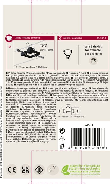 Paulmann 94291 Mac2, spot pro lankový systém, 1x GU5,3, 12V, černá