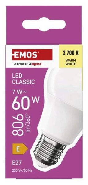 LED žárovka E27- ZQ5E41 , 7W Teplá bílá 2700K, 806lm (LED žárovka E27)