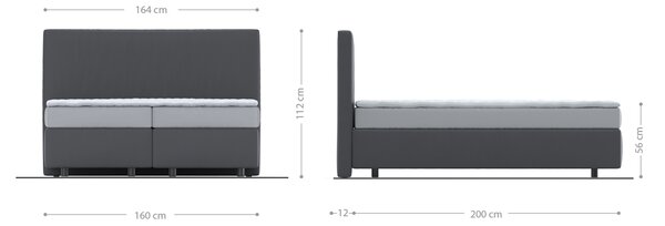 DELIFE Boxspring postel Dream-Well 160x200 cm manšestr stříbrná šedá s matrací a topperem