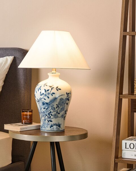 Stolní lampa MAGROS Porcelán Bílá/Modrá