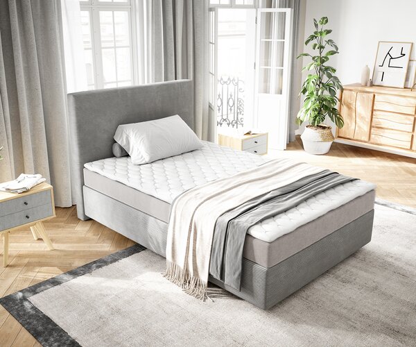 DELIFE Boxspring postel Dream-Well 120x200 cm manšestr stříbrná šedá s matrací a topperem