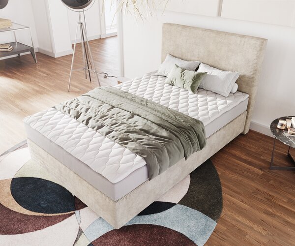DELIFE Boxspring postel Dream-Well 120x200 cm manšestr béžová s matrací a topperem