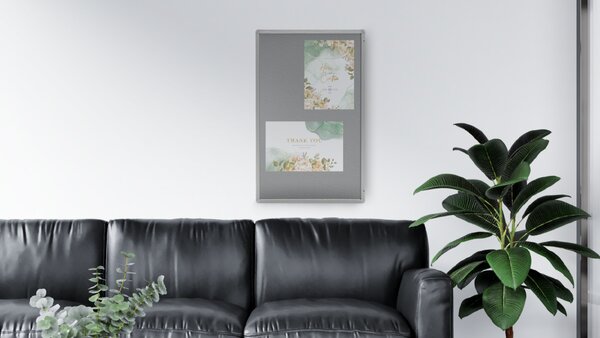 Allboards,Textilní šedá vitrína v hliníkovém rámu - 90x60 cm,SC96FS
