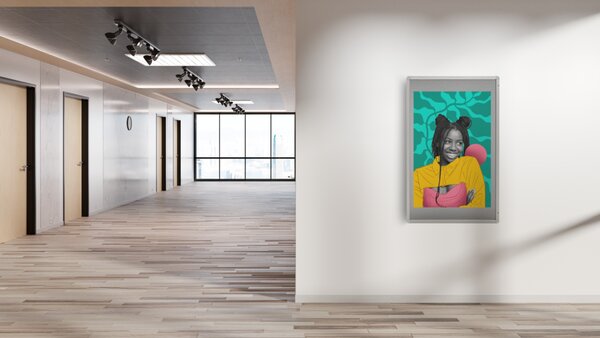 Allboards,Textilní šedá vitrína v hliníkovém rámu - 90x60 cm,SC96FS