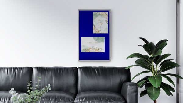 Allboards,Textilní modrá vitrína v hliníkovém rámu - 90x60 cm,SC96FN