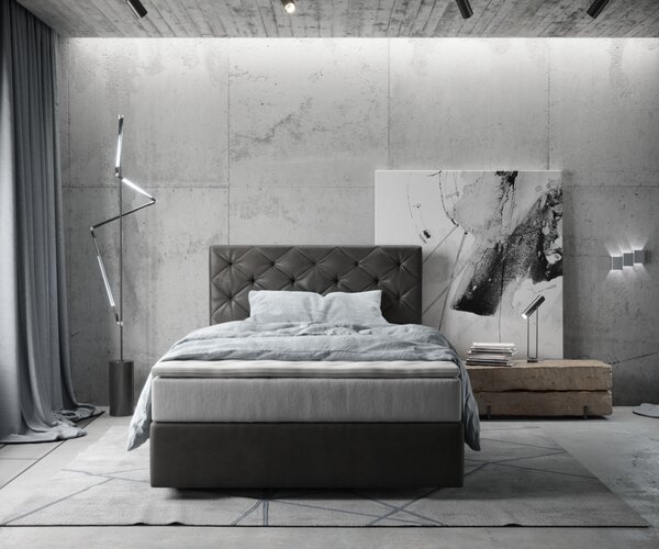 DELIFE Boxspring postel Dream-Great 120x200 cm mikrovlákno antracitová vintage s taštičková pružiny matrace a visco topper