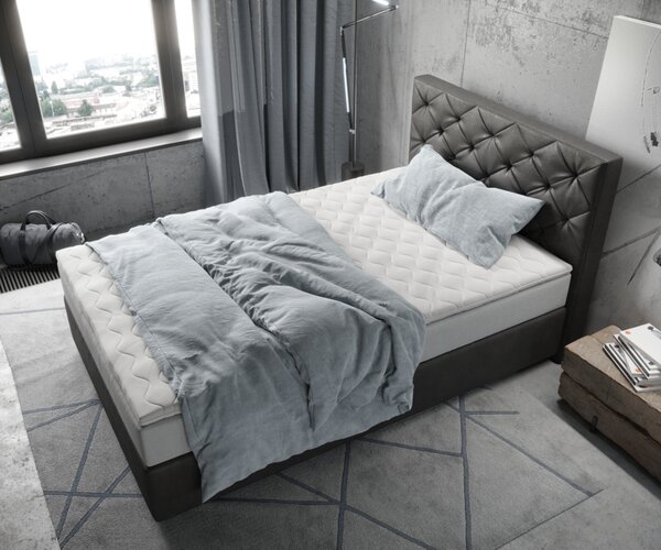DELIFE Boxspring postel Dream-Great 120x200 cm mikrovlákno antracitová vintage s taštičková pružiny matrace a visco topper
