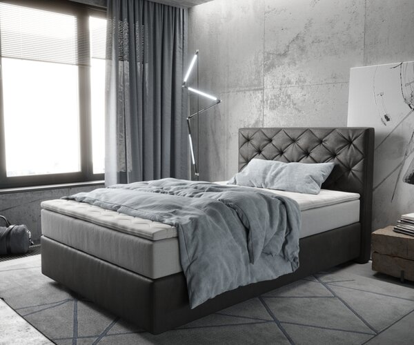 DELIFE Boxspring postel Dream-Great 120x200 cm mikrovlákno antracitová vintage s taštičková pružiny matrace a visco topper