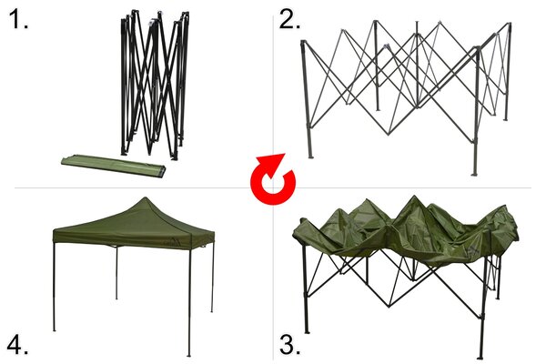 CATTARA Párty stan nůžkový 3x3m zelený WATERPROOF