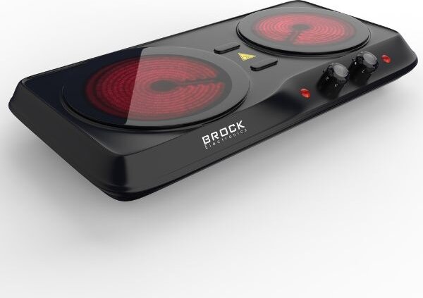 Elektrický sklokeramický vařič Brock, 2 plotýnky 19 a 16cm, 2000W, černý