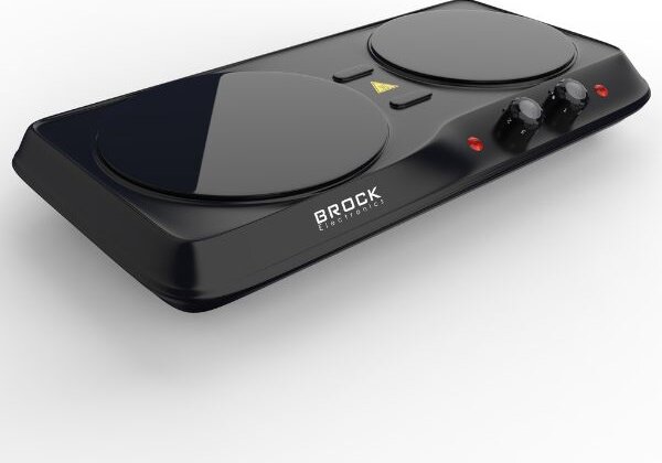 Elektrický sklokeramický vařič Brock, 2 plotýnky 19 a 16cm, 2000W, černý
