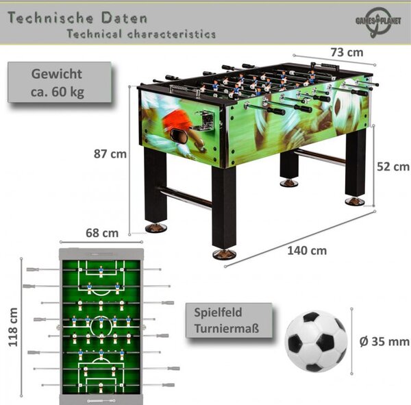 GamesPlanet Profi fotbálek Leeds, 140x73x87 cm, sv. motiv