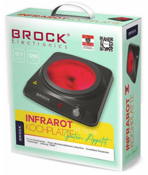 Elektrický sklokeramický vařič Brock, 1 plotýnka 18cm, 1200W, černý