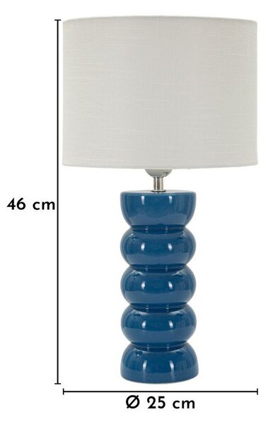 Bílá/modrá keramická stolní lampa s textilním stínidlem (výška 46 cm) Torr – Mauro Ferretti