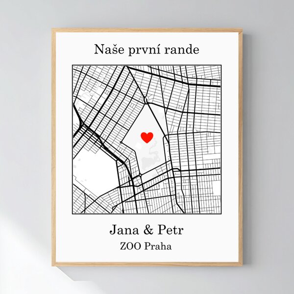 Personalizovaný magický fotoobraz v rámu - 40x50 - mapa