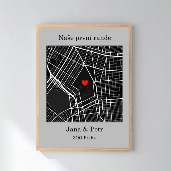 Personalizovaný magický fotoobraz v rámu - 30x40 - mapa