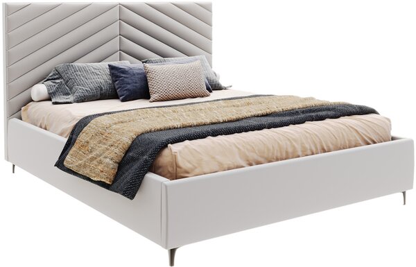 Čalouněná postel ELEGANTE 90x200 Světle Šedá Paris s úložným prostorem kovový rošt