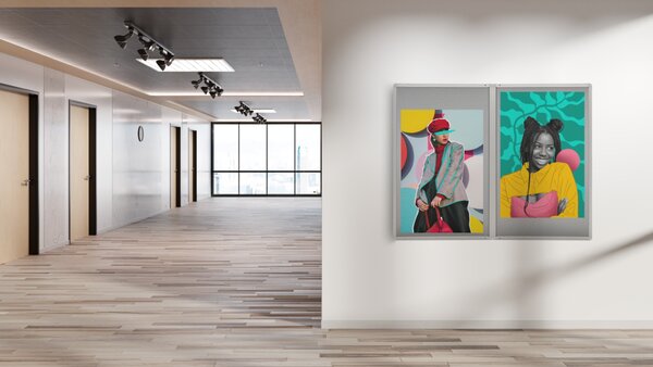 Allboards,Textilní šedá vitrína v hliníkovém rámu - 150x100 cm,SC1510FS