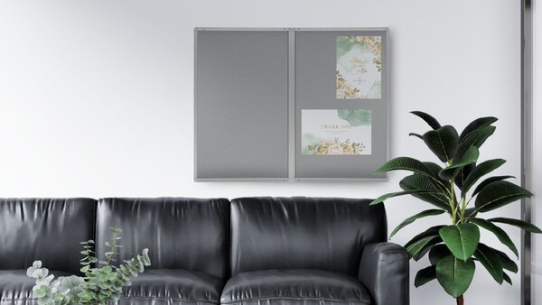 Allboards,Textilní šedá vitrína v hliníkovém rámu - 150x100 cm,SC1510FS