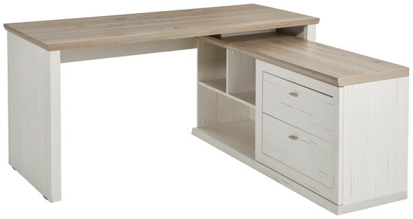 ROHOVÝ PSACÍ STŮL, šedá, bílá, 160/145,3/76 cm Hom`in - Rohové psací stoly