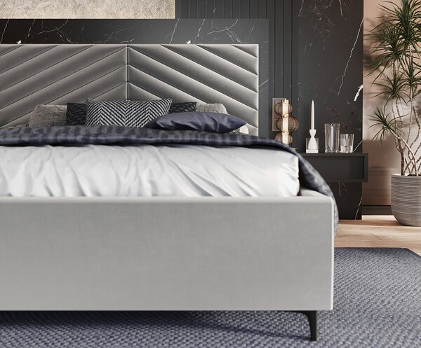 Čalouněná postel ELEGANTE 140x200 Steel Paris s úložným prostorem kovový rošt