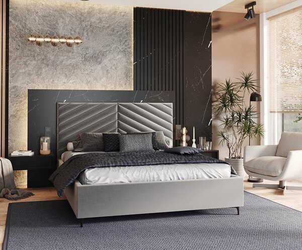 Čalouněná postel ELEGANTE 140x200 Steel Paris s úložným prostorem kovový rošt