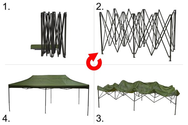 CATTARA Párty stan nůžkový 3x6m zelený WATERPROOF