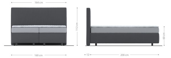 DELIFE Boxspring postel Dream-Well 160x200 cm mikrovlákno šedá s TFK matrací a Visco topperem