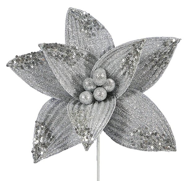 DecoKing - Dekorativní květ stříbrné hvězda