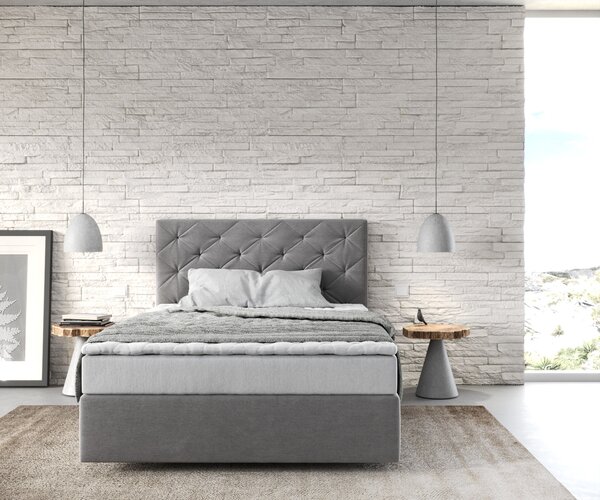 DELIFE Boxspring postel Dream-Great 120x200 cm mikrovlákno šedá s matrací a topperem