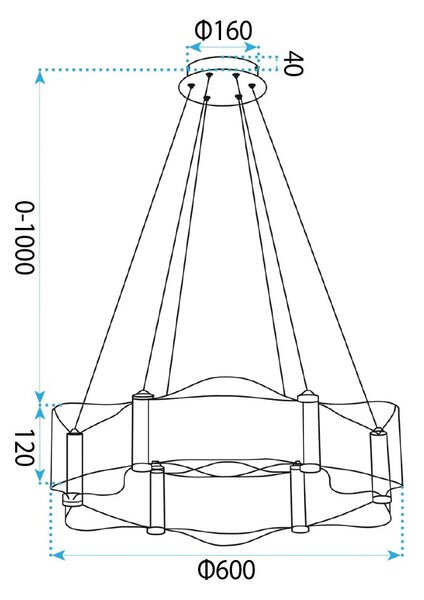 Toolight Závěsné LED osvětlení Modern G151-CP zlaté