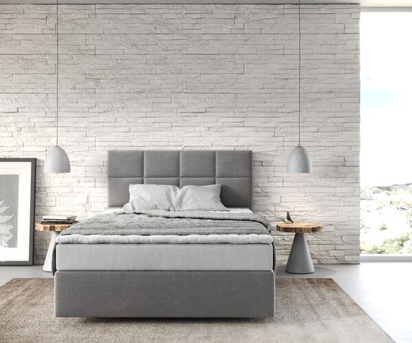 DELIFE Boxspring postel Dream-Fine 120x200 cm mikrovlákno šedá s matrací a topperem