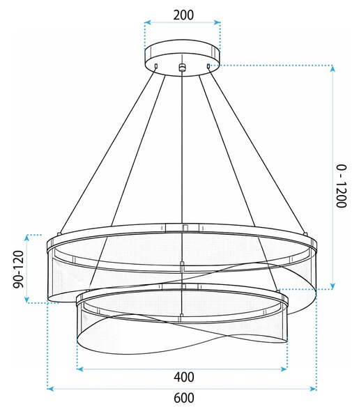 Toolight Závěsné LED osvětlení Modern Gold G146-2CP zlaté