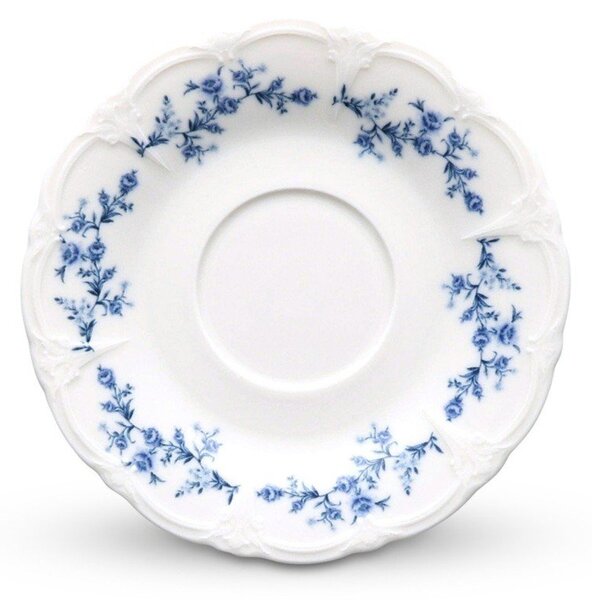 Bílý/modrý porcelánový podšálek ø 16,5 cm Retro – BonBistro