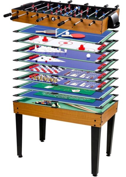 GamesPlanet® Multifunkční herní stůl 15 v 1, hnědý