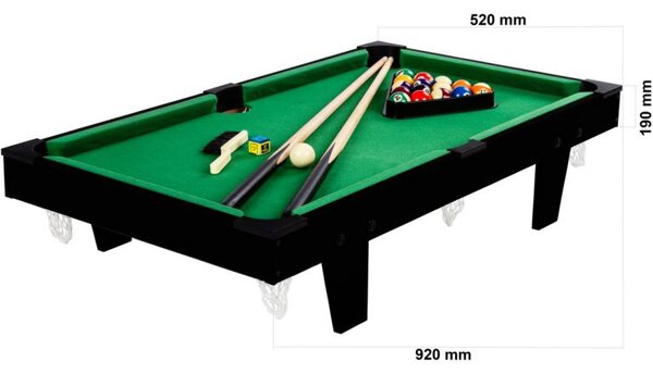 GamesPlanet® Mini kulečník pool, 92 x 52 x 19 cm, hnědá