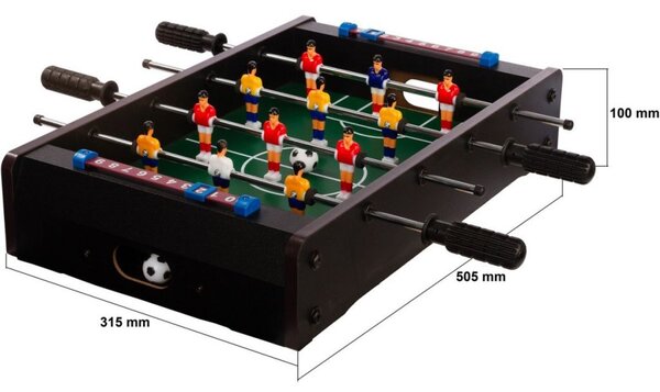 GamesPlanet® Mini stolní fotbálek, 50,5 x 31,5 x 10, černý