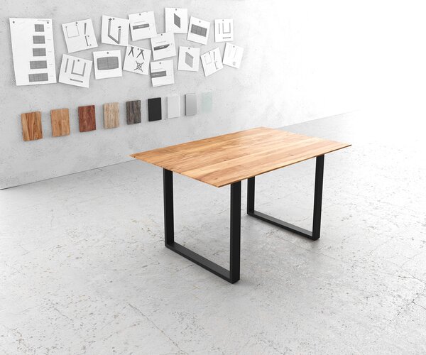 DELIFE Jídelní stůl Edge 140x90 akácie přírodní tenká podnož černá švýcarská hrana