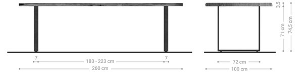 DELIFE Jídelní stůl Edge 260x100 akácie přírodní kov černá Live-Edge