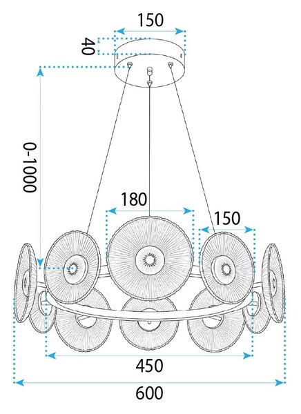 Toolight Závěsné LED osvětlení Crystal SWE071-CP 60 zlaté