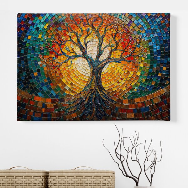 Obraz na plátně - Strom života Mozaika slunečního svitu FeelHappy.cz Velikost obrazu (šířka x výška): 40 x 30 cm