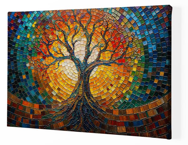 Obraz na plátně - Strom života Mozaika slunečního svitu FeelHappy.cz Velikost obrazu (šířka x výška): 40 x 30 cm