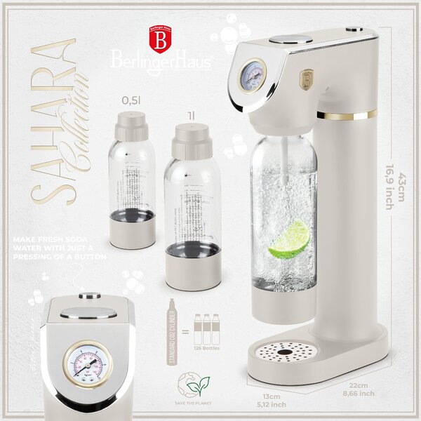 BERLINGERHAUS Výrobník sody SODABAR + 2 lahve Sahara Collection BH-8556