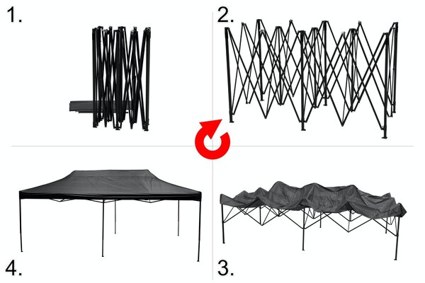 CATTARA Párty stan nůžkový 3x6m šedý WATERPROOF