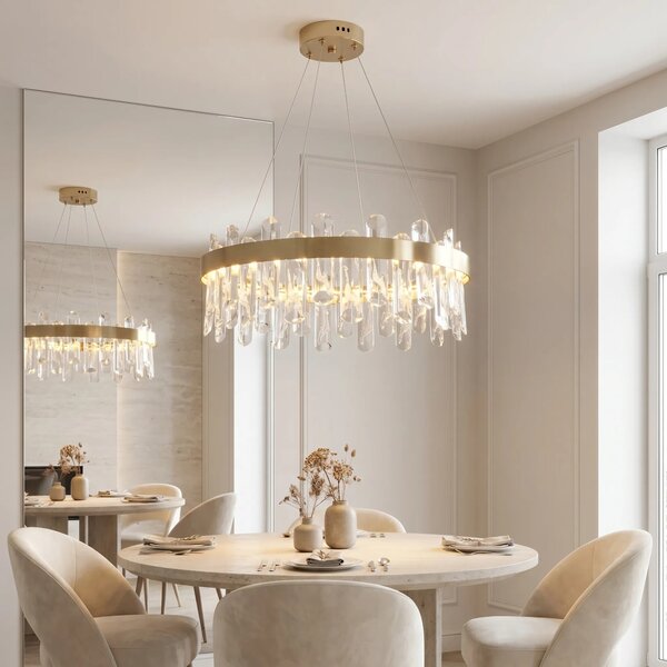 Toolight Závěsné LED osvětlení Crystal SWE074-1CP 50 kartáčovaná zlatá