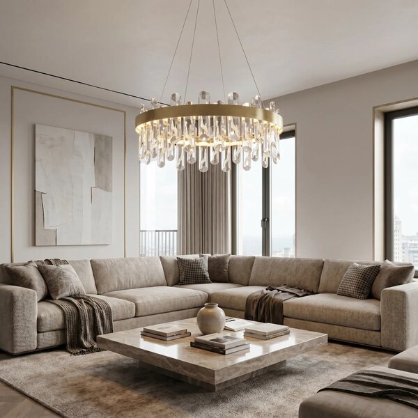 Toolight Závěsné LED osvětlení Crystal SWE074-1CP 50 kartáčovaná zlatá