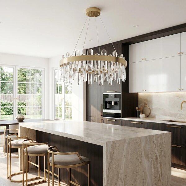 Toolight Závěsné LED osvětlení Crystal SWE074-1CP 50 kartáčovaná zlatá
